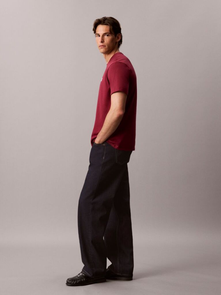 Red Cotton Badge T-shirt  Men