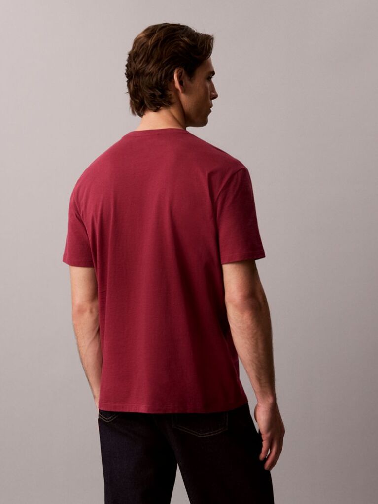 Red Cotton Badge T-shirt  Men