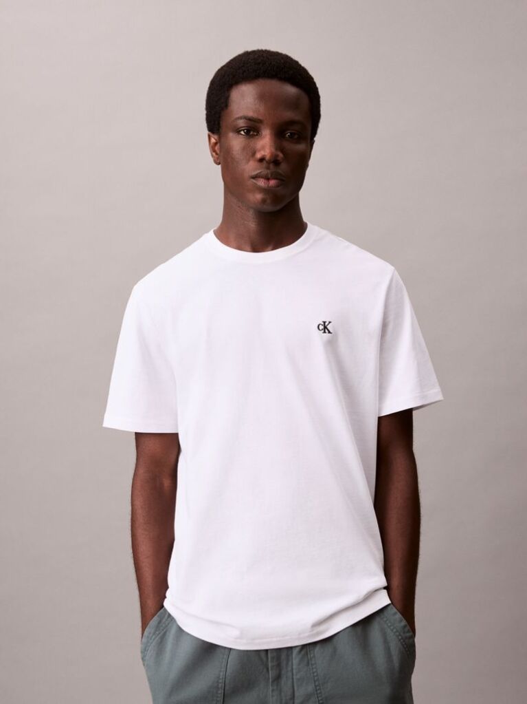 White Embroidered Monogram Relaxed T-Shirt  Men
