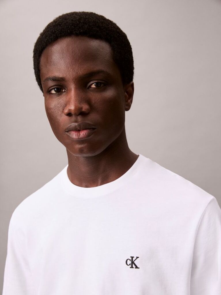 White Embroidered Monogram Relaxed T-Shirt  Men