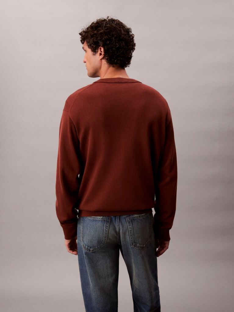 Red Relaxed Cotton Monogram Jumper  Men