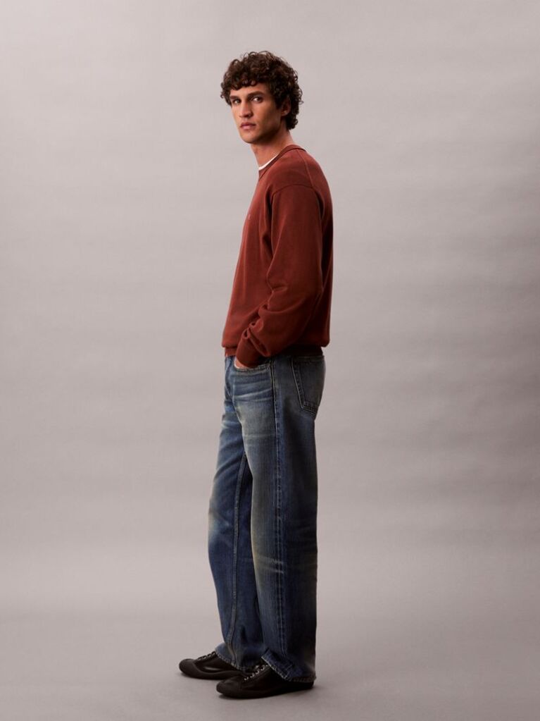 Red Relaxed Cotton Monogram Jumper  Men