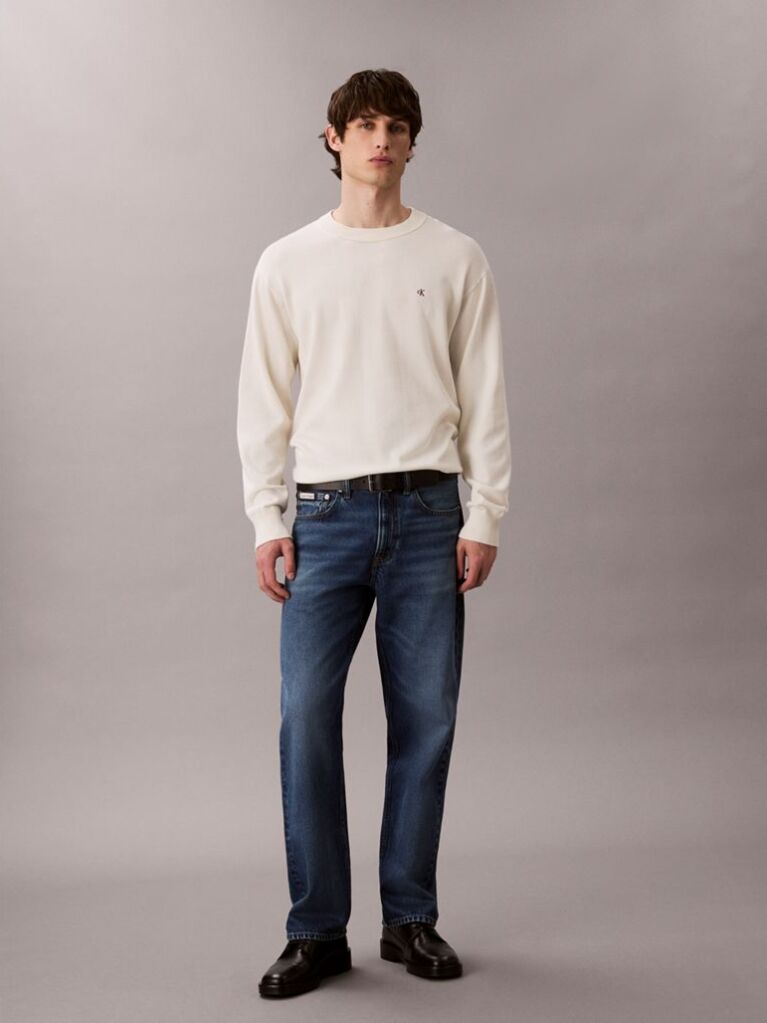 White Relaxed Cotton Monogram Jumper  Men