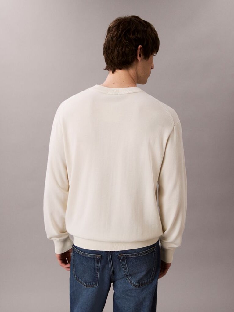 White Relaxed Cotton Monogram Jumper  Men