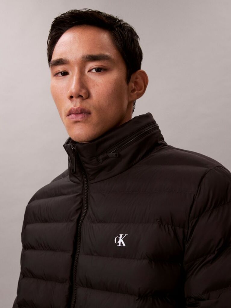 Black Lightweight Nylon Puffer Jacket  Men
