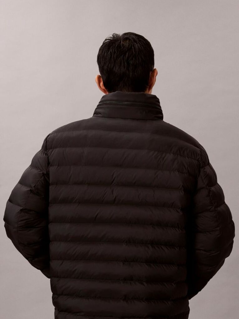 Black Lightweight Nylon Puffer Jacket  Men