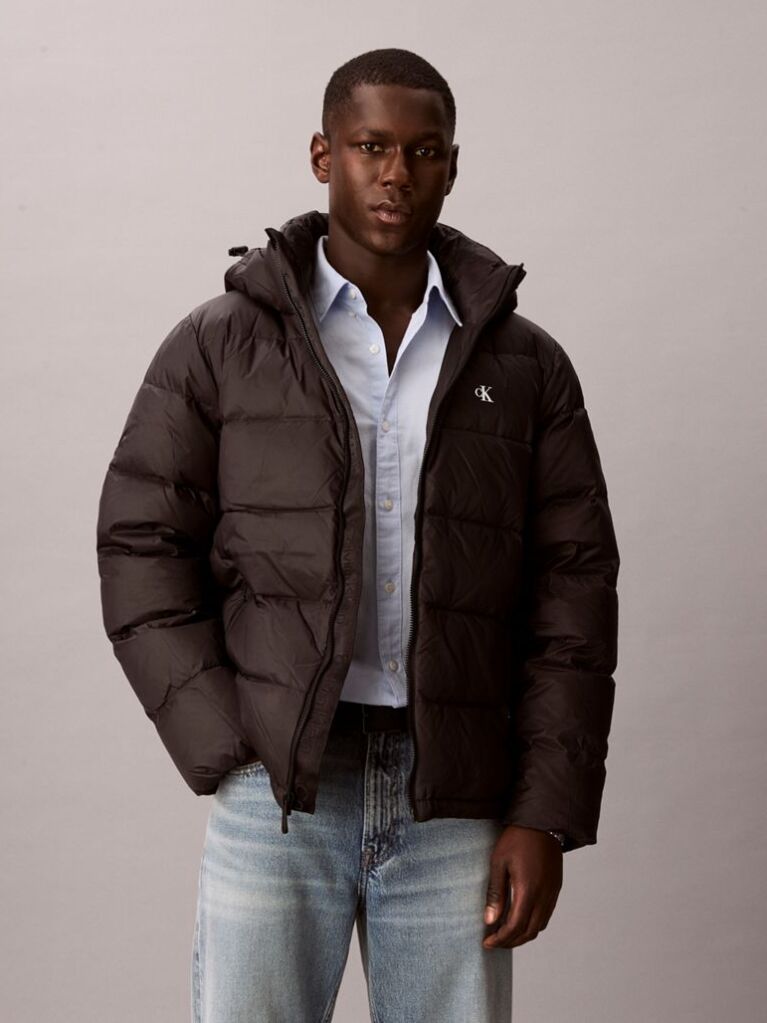 Black Hooded Down Puffer Jacket  Men