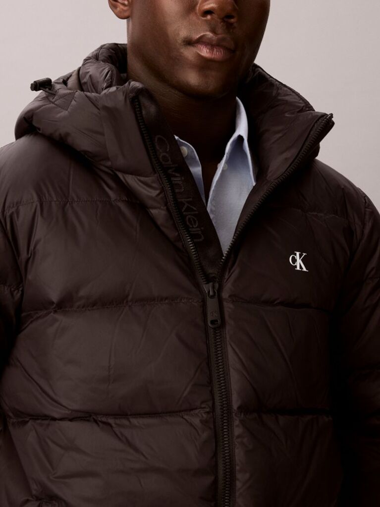 Black Hooded Down Puffer Jacket  Men