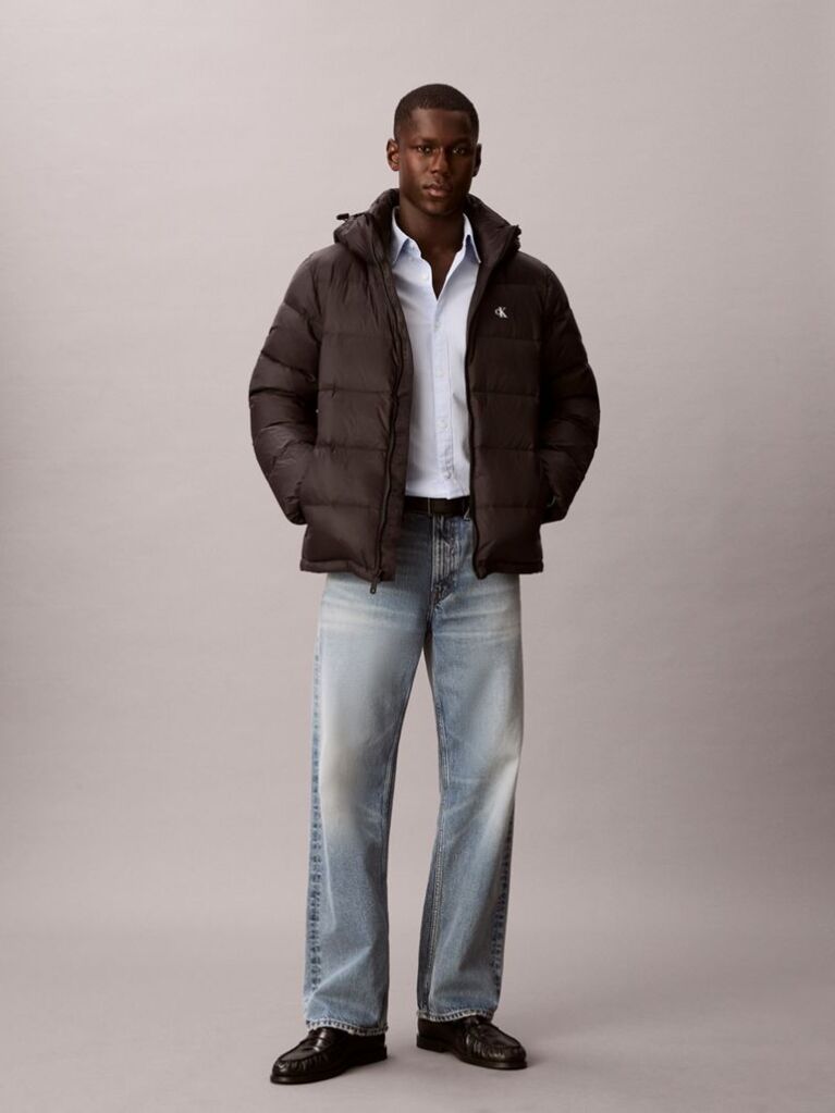 Black Hooded Down Puffer Jacket  Men