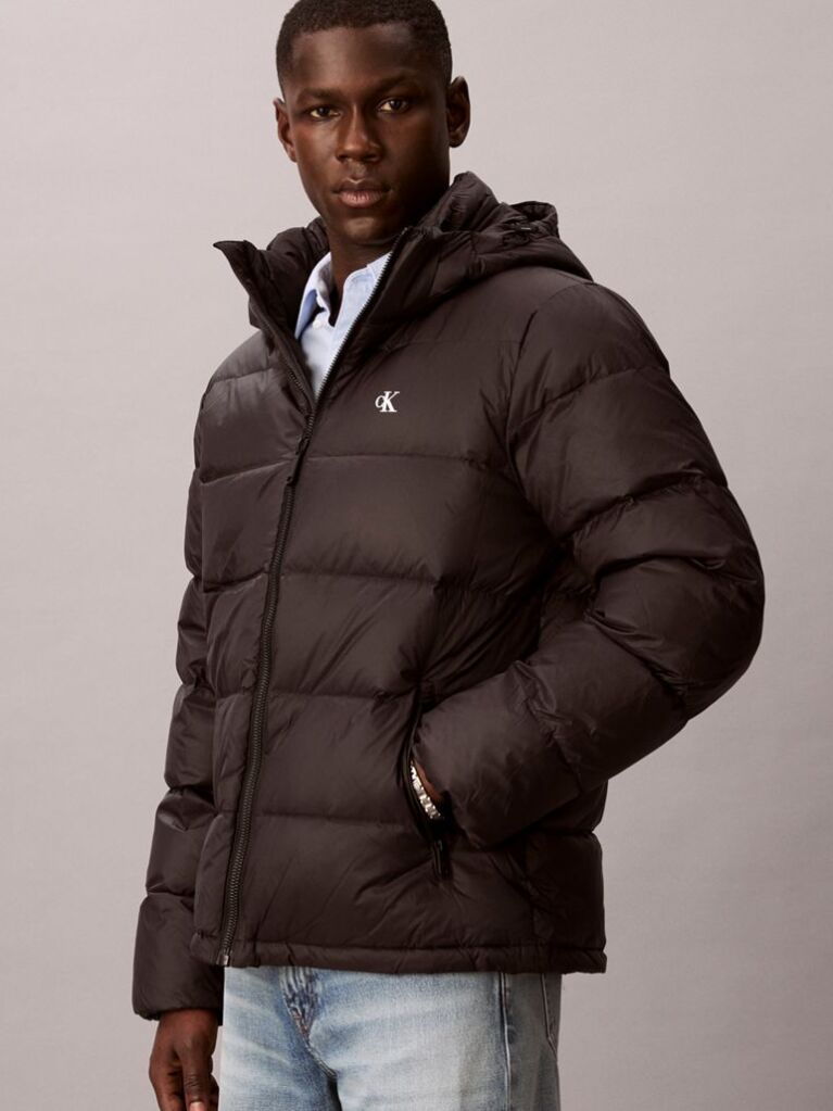 Black Hooded Down Puffer Jacket  Men