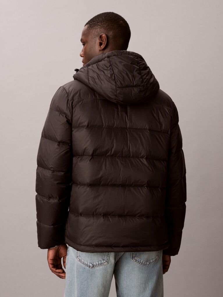 Black Hooded Down Puffer Jacket  Men