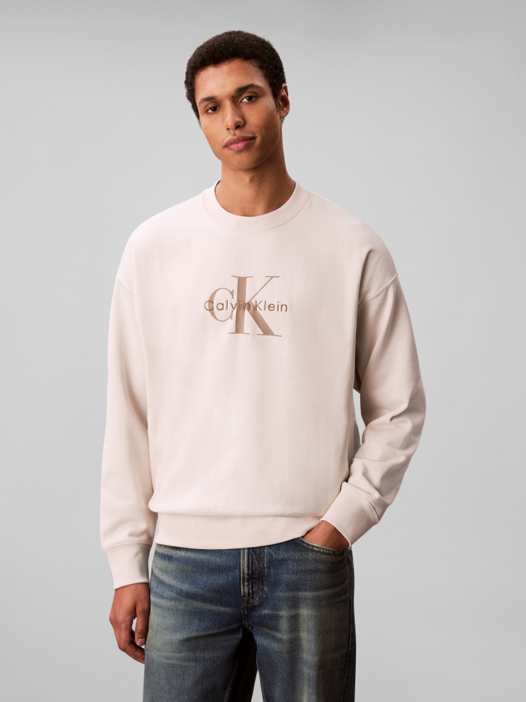 White Oversized Monogram Sweatshirt  Men