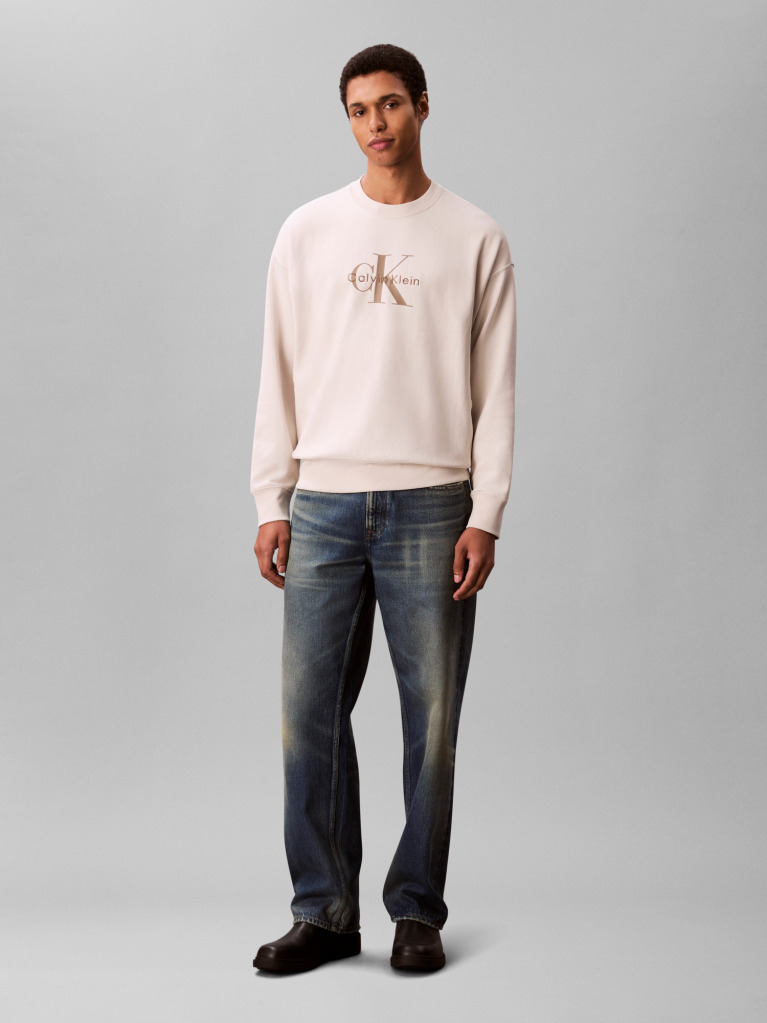 White Oversized Monogram Sweatshirt  Men