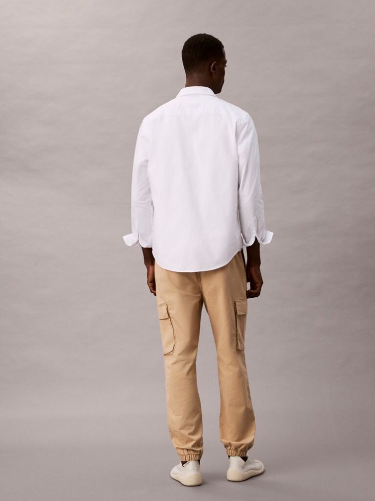 Beige Skinny Twill Cargo Pants  Men