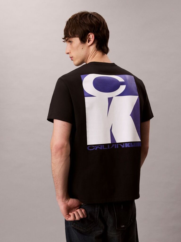 Black Bold Logo Graphic Relaxed T-Shirt  Men