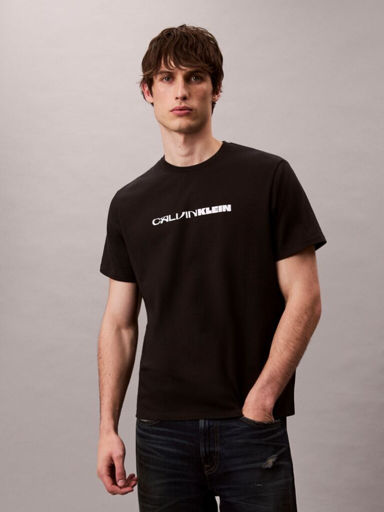 Black Bold Logo Graphic Relaxed T-Shirt  Men