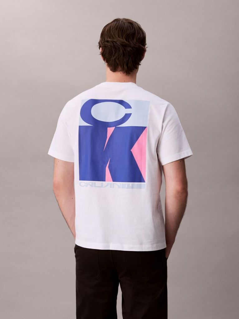 White Bold Logo Graphic Relaxed T-Shirt  Men