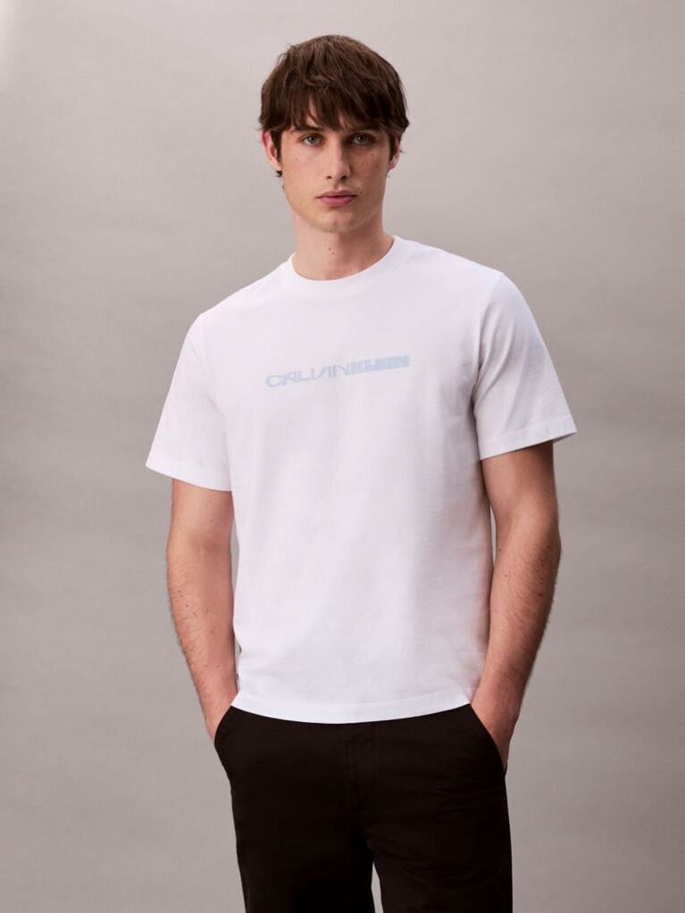 White Bold Logo Graphic Relaxed T-Shirt  Men