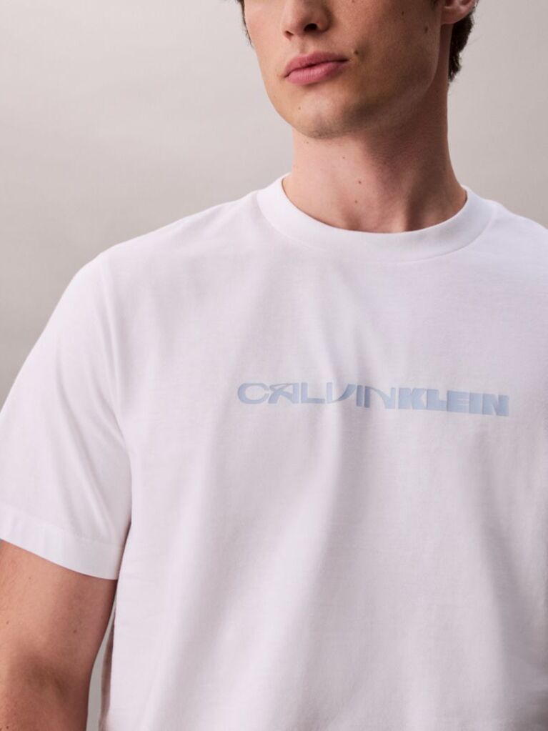 White Bold Logo Graphic Relaxed T-Shirt  Men