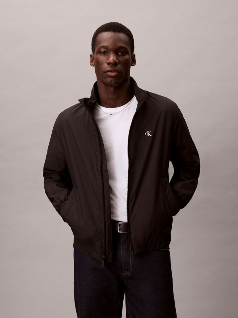 Black Padded Harrington Jacket  Men