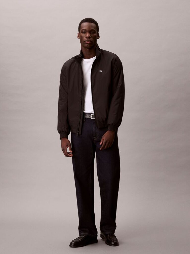 Black Padded Harrington Jacket  Men