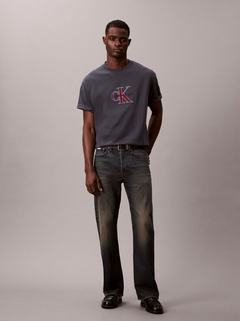 Grey Monologo Graphic Relaxed T-Shirt  Men