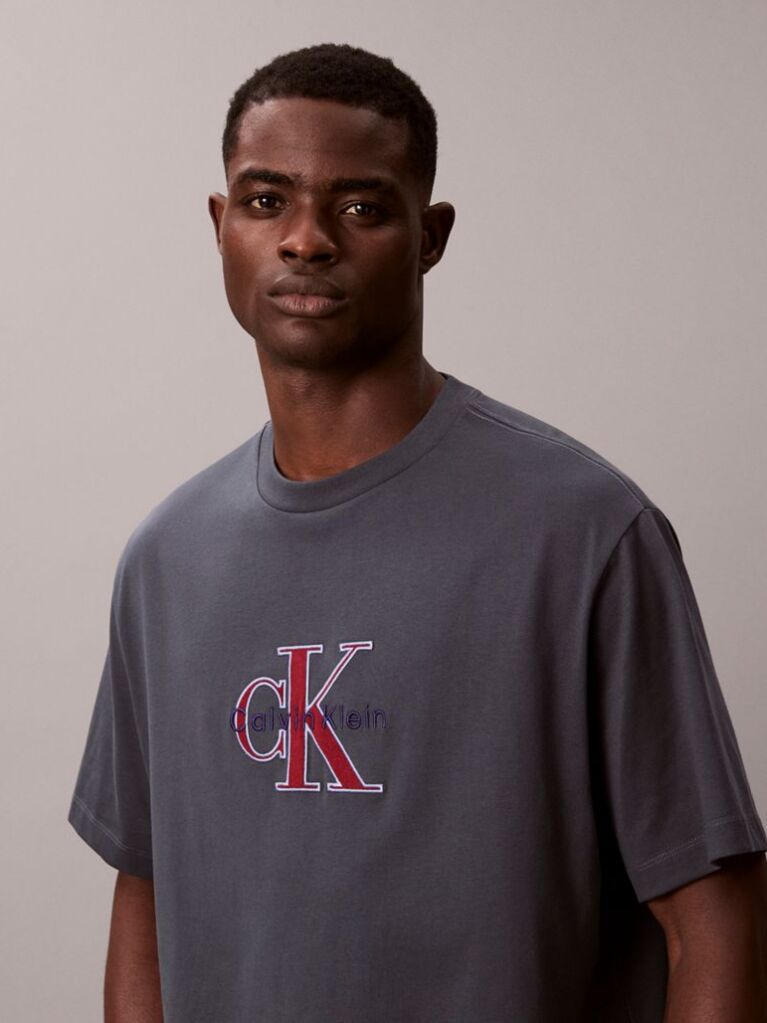 Grey Monologo Graphic Relaxed T-Shirt  Men