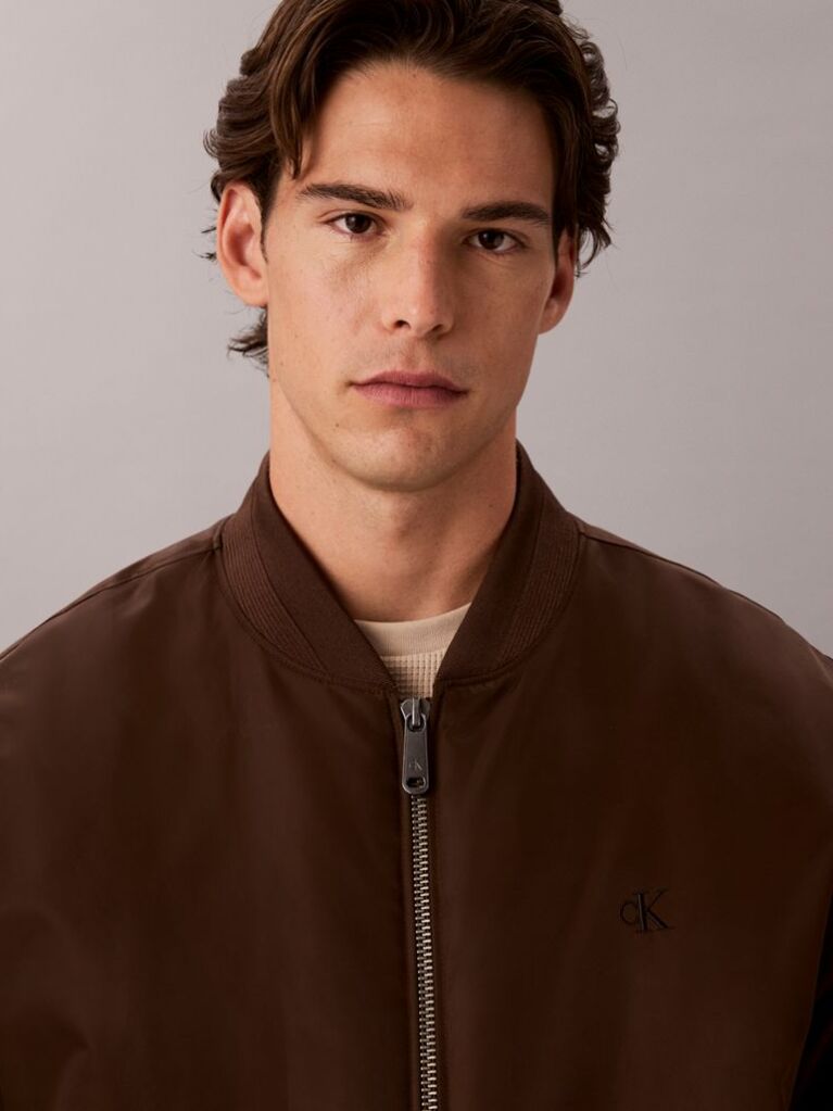 Brown Nylon Bomber Jacket  Men