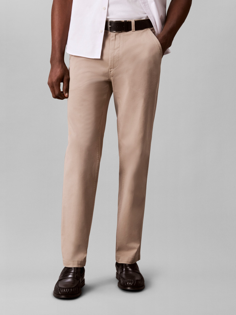 Khaki Tapered Comfort Cotton Chinos  Men