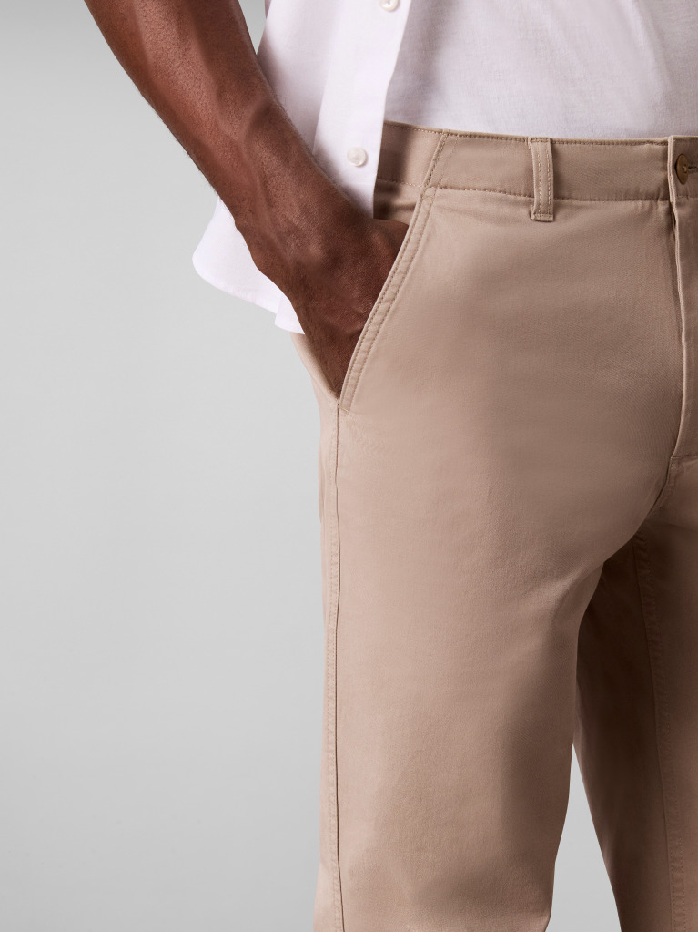Khaki Tapered Comfort Cotton Chinos  Men
