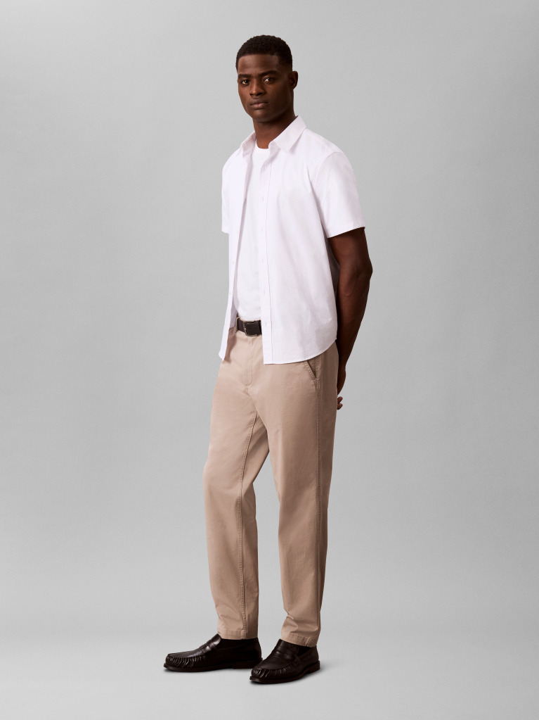 Khaki Tapered Comfort Cotton Chinos  Men