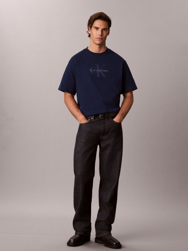 Blue Relaxed Logo Appliqué T-shirt  Men