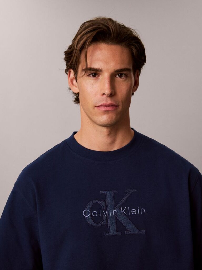 Blue Relaxed Logo Appliqué T-shirt  Men