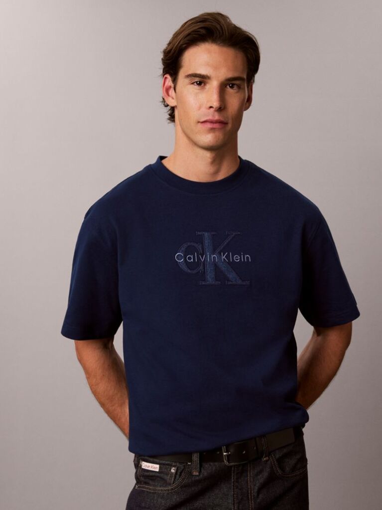 Blue Relaxed Logo Appliqué T-shirt  Men
