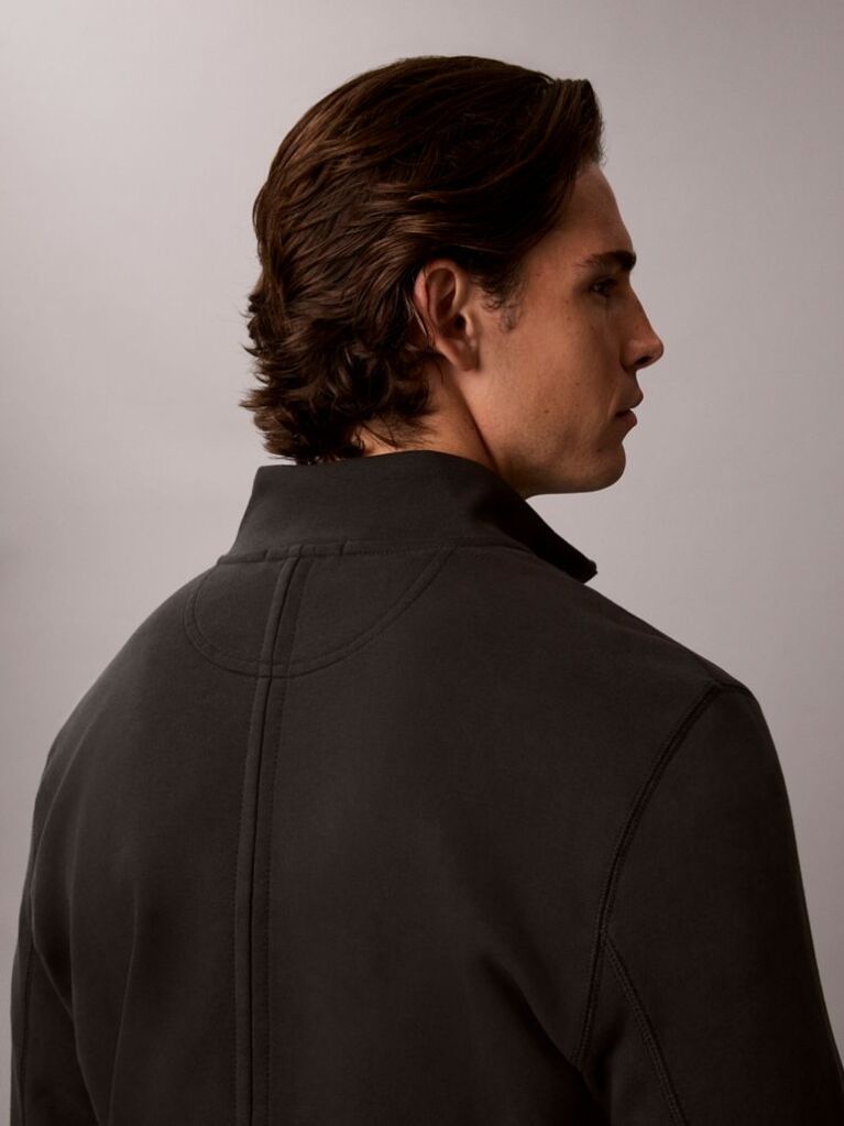Black Cotton Terry Quarter Zip Sweatshirt  Men