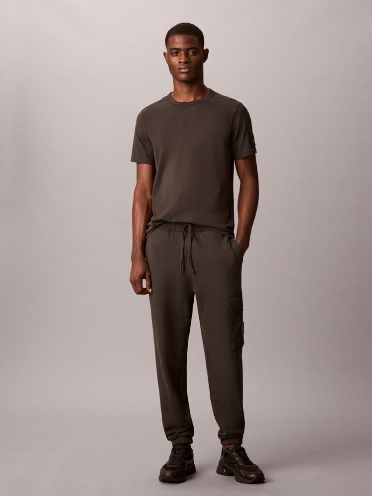 Black Cotton Terry Cargo Joggers  Men