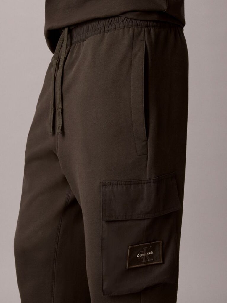 Black Cotton Terry Cargo Joggers  Men