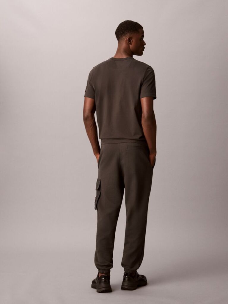 Black Cotton Terry Cargo Joggers  Men