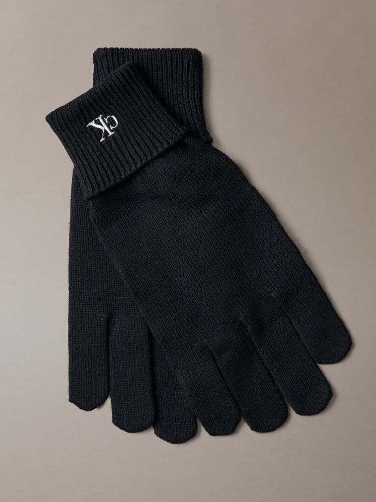 Black Knit Signature Logo Touchscreen Gloves  Women
