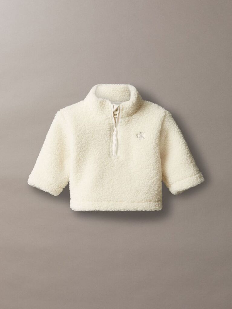 Beige Newborn Teddy Half-Zip Jacket  Newborn
