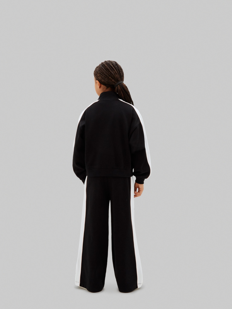 Black Monologo Track Top And Joggers Set  Girls