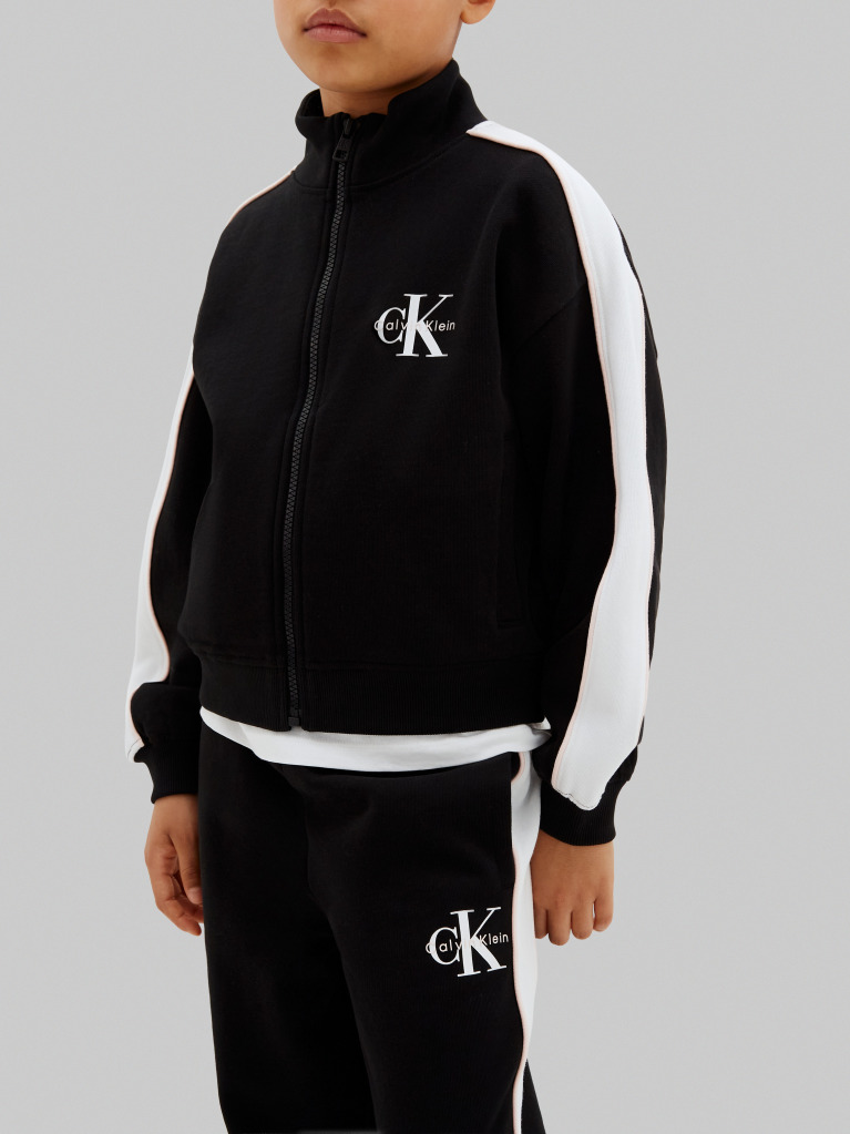 Black Monologo Track Top And Joggers Set  Girls