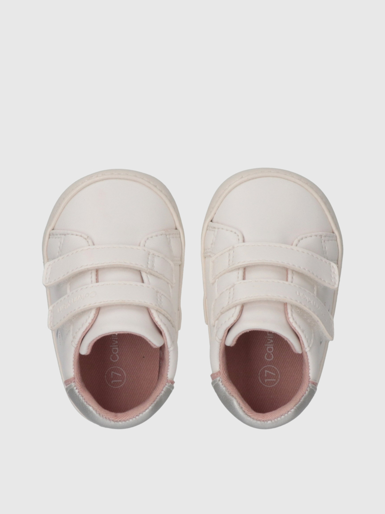 White Baby Low Cut Velcro Sneakers  Girls