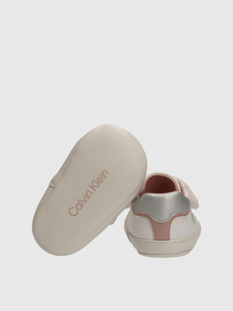White Baby Low Cut Velcro Sneakers  Girls