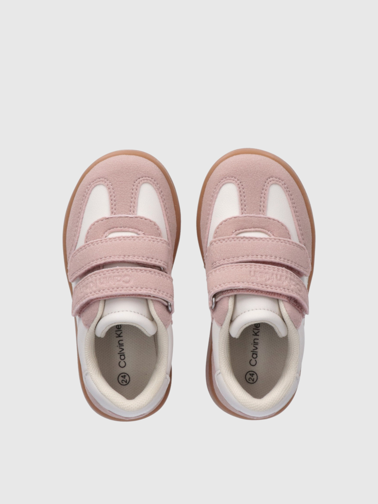 White Kids Low Cut Velcro Sneakers  Girls