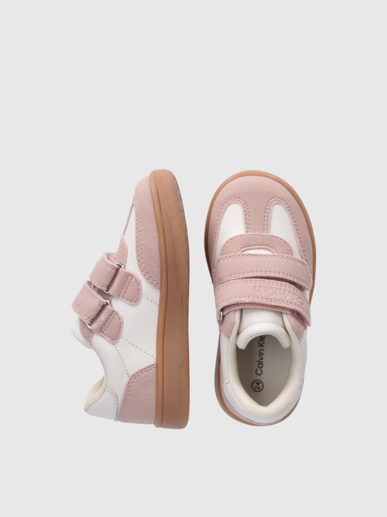 White Kids Low Cut Velcro Sneakers  Girls