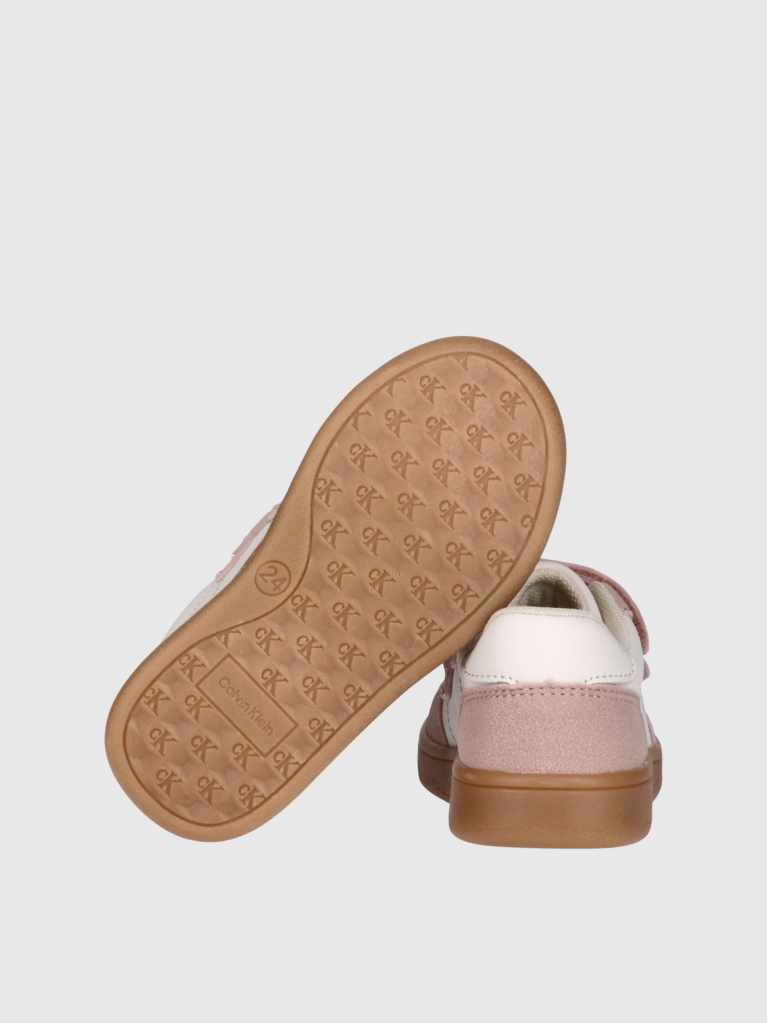 White Kids Low Cut Velcro Sneakers  Girls