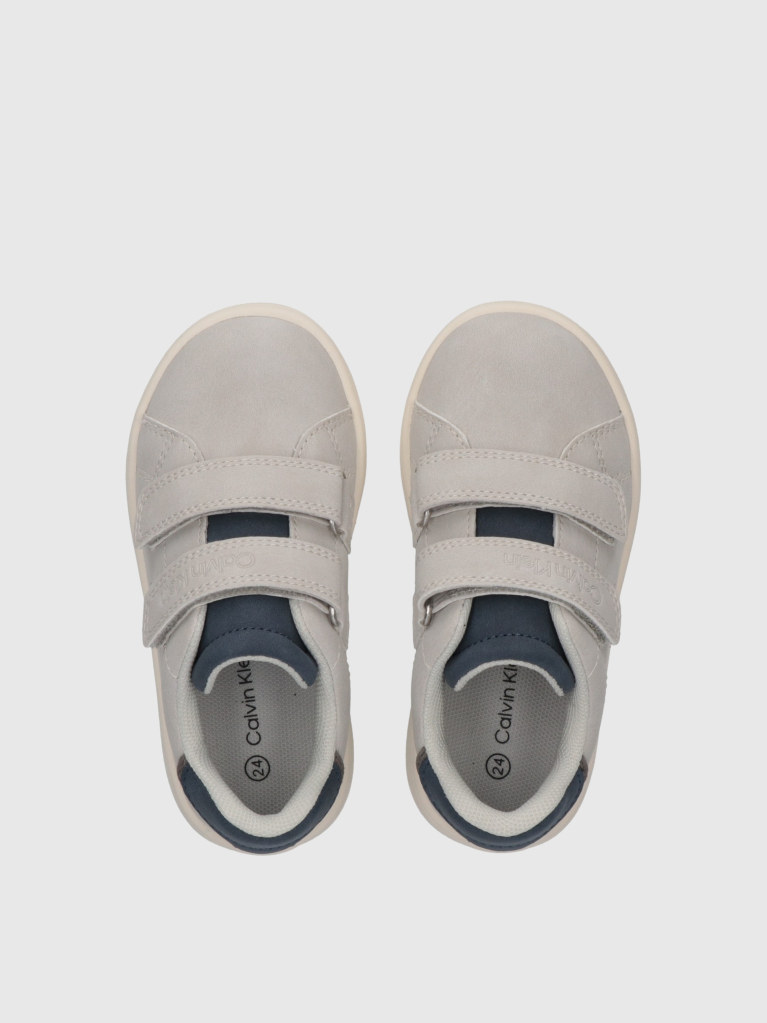 White Kids Low Cut Velcro Sneakers  Kids Unisex