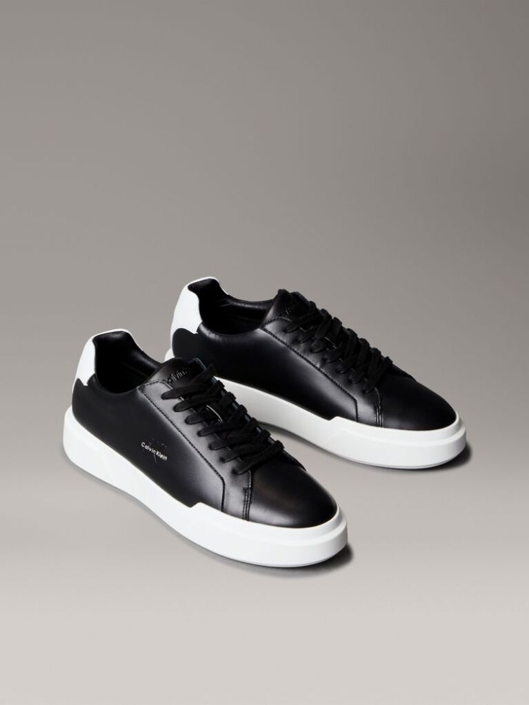 Black Leather Durable Traction NYC Trainers  Men