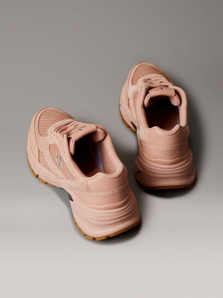 Pink Leather and Breathable Mesh Trainers  Women